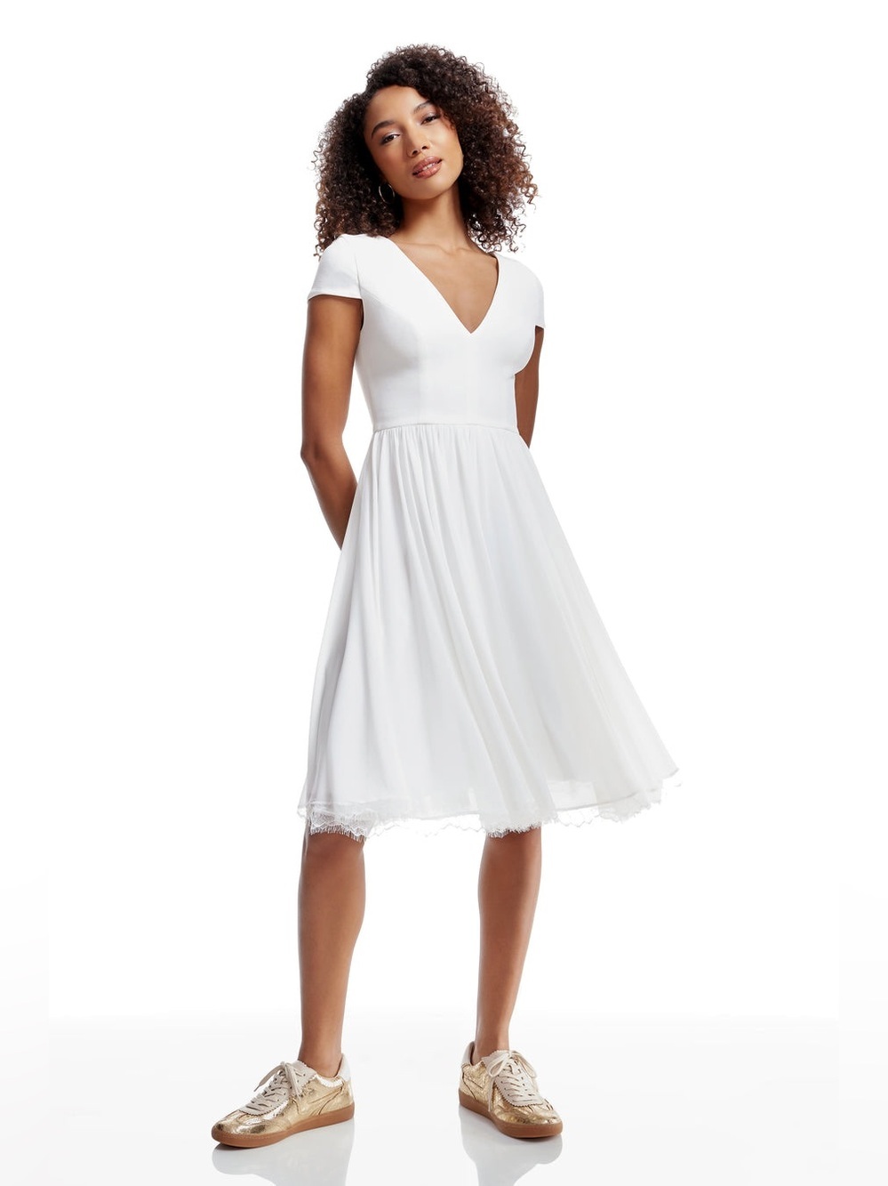 Dress The Population Corey Dress XS White bride bridal shower wedding feminine - Picture 3 of 14